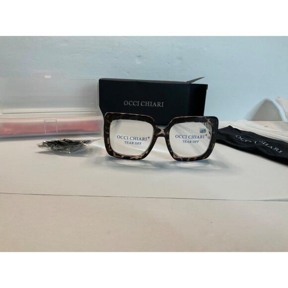 Occi Chiari Tear Off Reading Glasses +3.50 Strength Leopard Print Square Frames - Picture 3 of 10